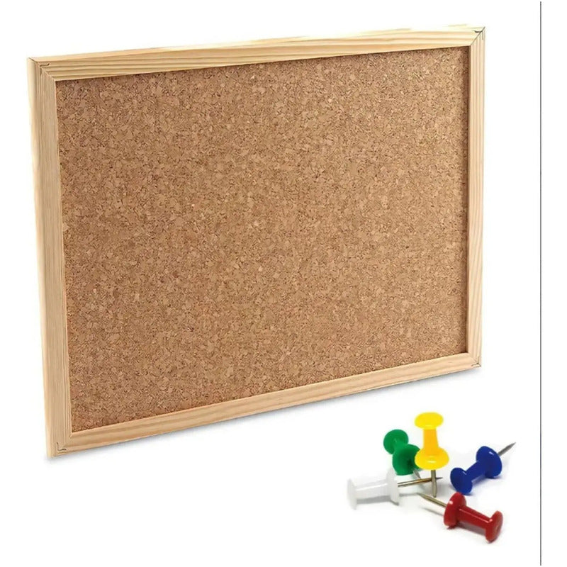 Pizarra De Corcho 30x40 Marco De Madera Marrón Claro