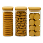 X3 Frasco Hermetico Contenedor 700ml Tapa Bambu De Especies Tapa Bambu