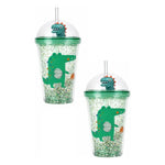 X2 Vaso Infantil Dinosaurio Acrilico Con Bombilla Luz 450ml