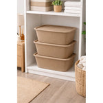 X3 Caja Cesta Organizadora Plastica Con Tapa Apilable 14ltrs
