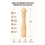 Salero De Madera Pimentero Molinillo Sal Especias 25 Cm