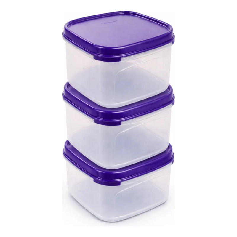 3 Taper Hermeticos De Plastico Contenedor Para Comida Color