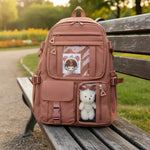 Mochila Escolar Kawaii Estilo Coreano Juvenil Viaje Colegio Terracota Liso