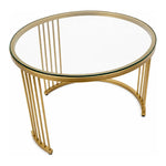 Mesa De Centro Redonda Juego 2 Mesita Centro Cubierta Vidrio Dorado