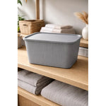 X3 Caja Cesta Organizadora Plastica Con Tapa Apilable 14ltrs