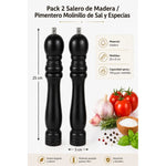 Pack 2 Salero De Madera Pimentero Molinillo De Sal Especias
