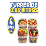 Pack 4 Contenedores Hermeticos Plasticos De Alimentos Tupper Transparente
