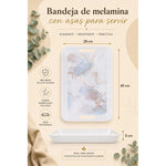 Bandeja De Melamina De Servir Bandeja Rectangular Con Asa Marmol Pastel