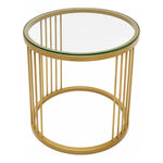 Mesa De Centro Redonda Juego 2 Mesita Centro Cubierta Vidrio Dorado