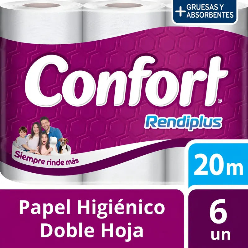 Papel Higienico Confort Rendiplus Doble Hoja 6un X 20m
