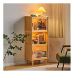 Estante Gabinete De Bambu Para Hogar De 3 Niveles 50x130 Cm Madera Claro
