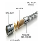 Manguera Ducha Flexible Extensible Cromada Acero Inoxidable