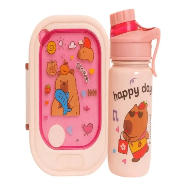 Set Lonchera Taper + Botella Para Jugo Colacion Infantil