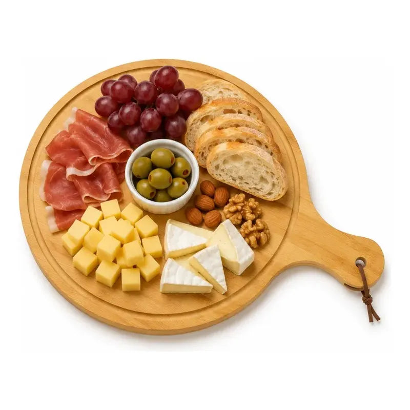 Tabla Para Picoteo Snacks De Bambu Con Mango Pizzera