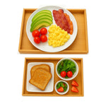 Set 2 Bandejas De Bambu Rectangular Para Servir Alimentos Marrón Claro