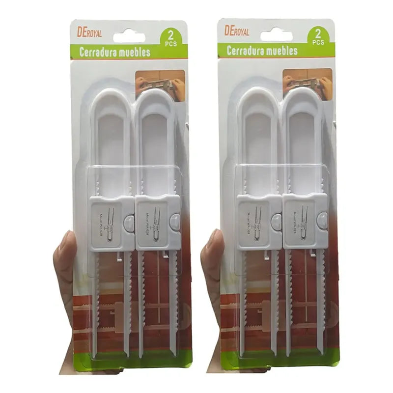 X2 Kit De 2 Cerraduras De Seguridad Para Puerta De Armario Blanco