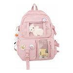 Mochila Escolar Kawaii Estilo Coreano Juvenil Viaje Colegio Rosa Liso