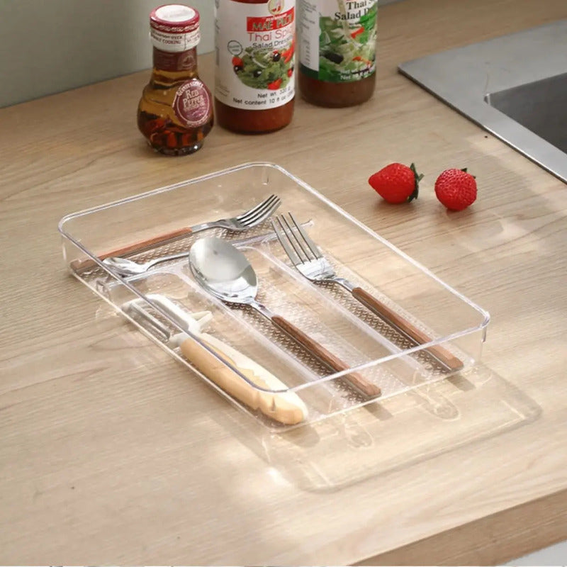 Organizador Cubiertos Utensilios Servicios Cocina 4 Cajones Transparente