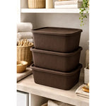 X3 Caja Cesta Organizadora Plastica Con Tapa Apilable 14ltrs