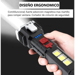 Linterna Táctica 4en1 Emergencia Martillo Seguridad Usb Lint Blanco Negro