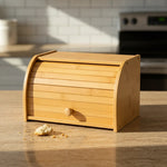 Caja Para Guardar Pan Panera Bambu Con Tapa Corrediza Curva Madera Tapa Corrediza