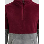 Poleron Unisex Chiporro Sherpa Termico Con Cierre Invierno M-l Vino-gris Lisa