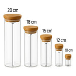 X5 Frasco De Vidrio Para Especias Y Cereales Con Tapa Bambu Transparente