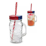 X2 Vaso De Vidrio Con Bombilla Para Celebrar Fechas Patrias Tapa Bandera Chile