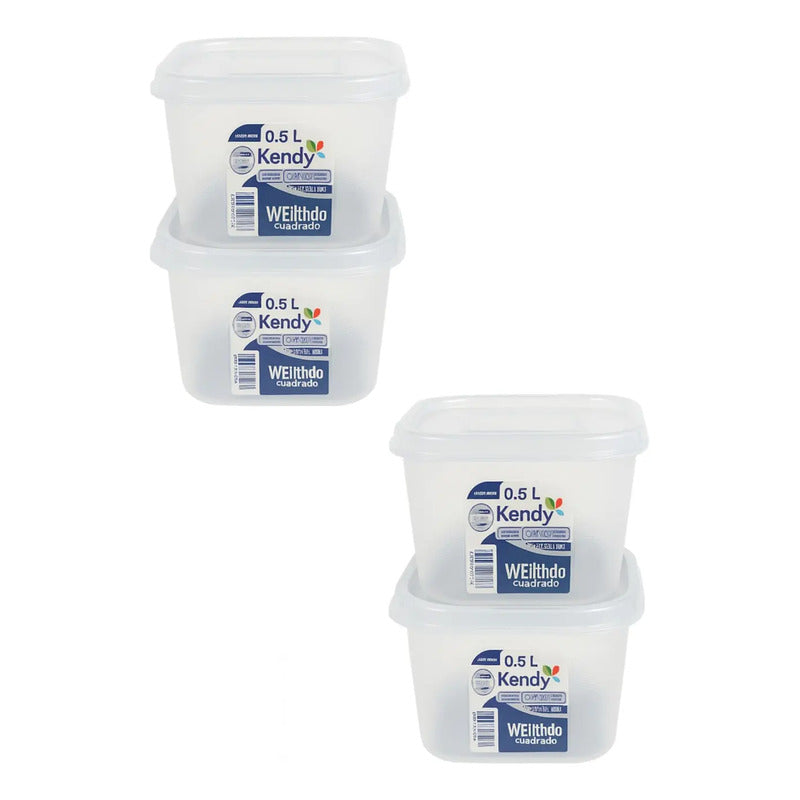 Set De 4 Taper Hermetico Contenedore Cuadrado Alimento 830ml Surtidos