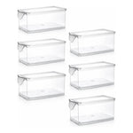 X6 Caja Organizadora Refrigerador Con Tapa Y Mango Grande Transparente