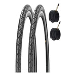 X2 Neumático Bicicleta 700x35c + Camara Válvula Francesa Negro Pistero Fixie