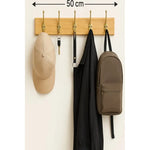 Set De 2 Percheros De Madera 5 Ganchos De Pared 50cm Madera