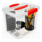 Caja Plástica Organizador Transparente 6l Con Tapa Wenco Roja Rojo Rectangular