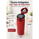 Termo De Bebida Caliente Y Fria Botella Boquilla Antigoteo Rojo