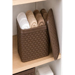 X3caja Organizadora Canasto Plastico Rattan Con Tapa 23x31cm