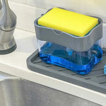 Dispenser Jabón Liquido Detergente Caja Contenedora+ Esponja Gris