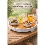 Bandeja Redonda De Servir De Melamina Grano De Madera 26cm