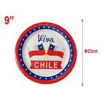 Set De Vajilla Desechable Para Celebrar Tus Fiestas Patrias Rojo, Blanco Y Azul Viva Chile / Bandera