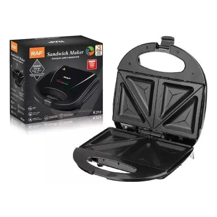 Sandwichera Eléctrica Raf 750w 2 Puestos Placas Fijas Negra Negro