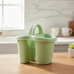 Escurridor Organizador Cubiertos 4 Divisiones Plastico Verde Claro