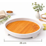 Bandeja Redonda De Servir De Melamina Grano De Madera 26cm