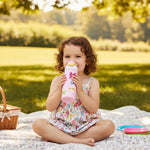 Botella Infantil Termica Boquilla Antigoteo Con Agarre 950ml Rosa Lazos