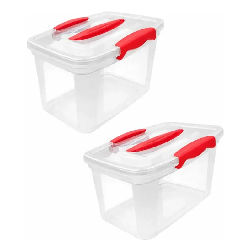 X2 Cajas Organizadora 6 Litros Transparente Con Tapa Platica