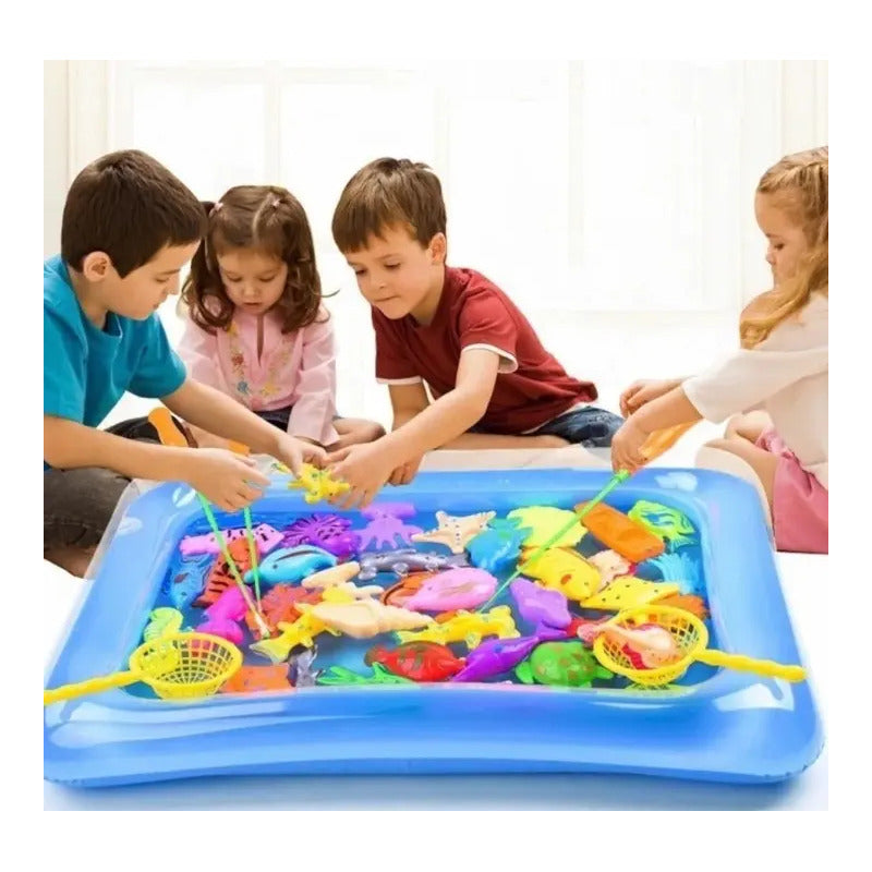 Juego De Pesca Piscina Ammuel 26 Piezas Niños Caña Animales Marinos