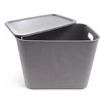 X3 Caja Cesta Organizadora Plastica Con Tapa Apilable 24ltrs