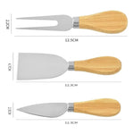 Tabla Para Picar Queso De Madera Bambú + 3 Utensilios Servir Liso Beige