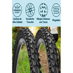 X2 Neumaticos Bicicleta Aro 24 X2.125 Caluga Gruesa Plegable Negro