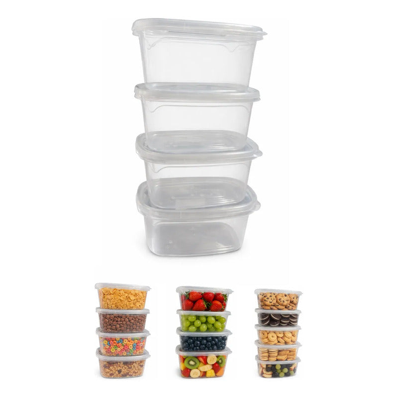 Pack 4 Contenedores Hermeticos Plasticos De Alimentos Tupper Transparente