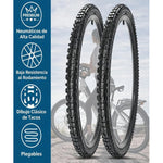 X2 Neumatico + 2 Camara Bicicleta Aro 26x2.125 Caluga Gruesa Neumático Negro Mtb 26