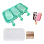 Molde De Helado Silicona Paleta X3 Con Tapa Color